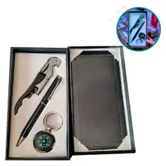 GENERICO - Set regalo saca corcho destapador y brujula llavero