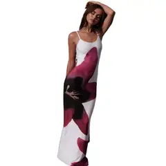 TIOZONEY - Vestido Holgado Con Cuello En V Liso De Manga Corta De Algod - Blanco