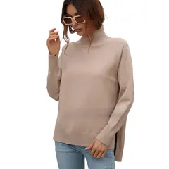 TIOZONEY - Suéter de mujer-Beige