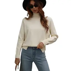 TIOZONEY - Suéter de mujer-Beige