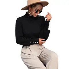 TIOZONEY - Suéter de mujer-Negro