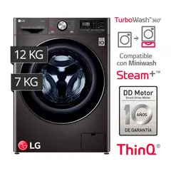 LG - LAVASECA WD12BVC2S6C lava 12kilos 7kilos secado COLOR NEGRO ACER0 CON AI DD INTELIGENCIA ARTIFICIAL