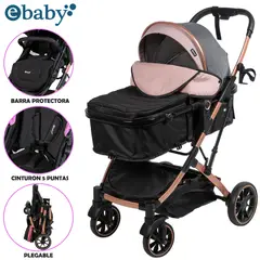 Baby - Coche Moisés de Lujo EBABY «SHIRO» Multifuncional Pink
