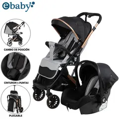 BABY - Coche Moisés Travel System EBABY «SPARROW» Porta Bebé Gray