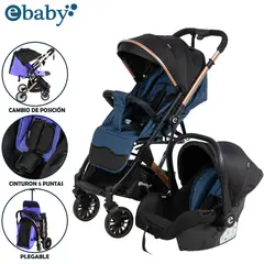 BABY - Coche Moisés Travel System EBABY «SPARROW» Porta Bebé Blue
