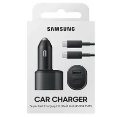 SAMSUNG - Cargador Auto 45W Súper Fast Charging 2.0 Negro