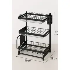 GENERICO - ESCURRIDOR DE PLATOS DE 3 NIVELES CON BANDEJAS