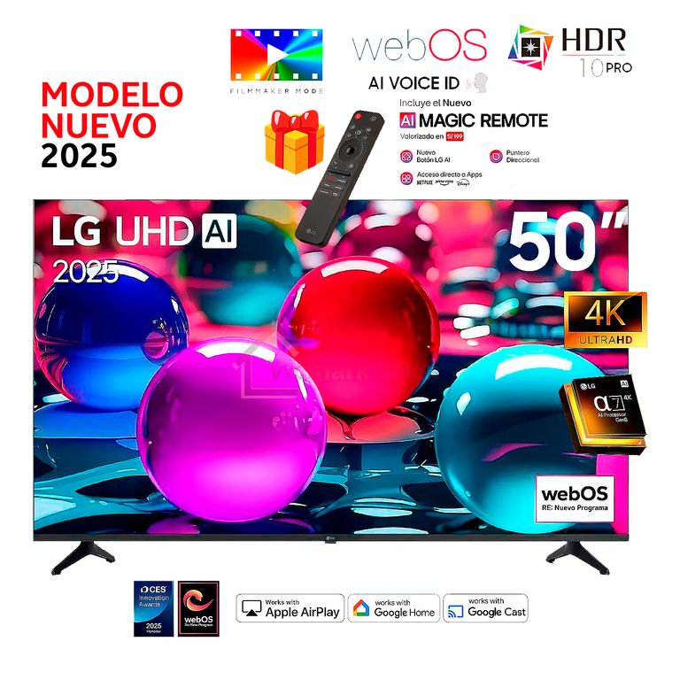 Televisor 50 Pulg Ultra HD 4K AI ThinQ 50UA7300 Modelo 2025 + Control Inteligente MAGIC