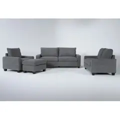 GENERICO - Juego de Sala Modelo Venice 3-2-1 + Banqueta - Gris Oscuro Lmueble