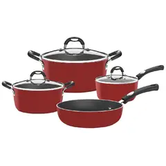 TRAMONTINA - Juego de Ollas Mônaco Induction Starflon Premium Rojo 7 Piezas