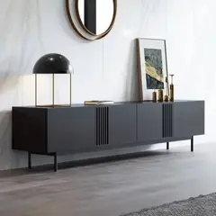 TU MESITA - Mesa de TV Moderna Panter Color Negro 4 Puertas