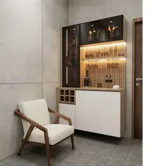 TU MESITA - Mueble de Bar Moderno Brandy Color BlancoDuna con Luces Led