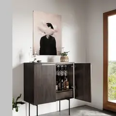 TU MESITA - Mueble de Bar Moderno Vermouth 2 puertas Color Wengue