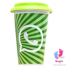 NO LOGO - VASO CON LOGO WHATSAPP CON TAPA DE GOMA