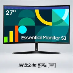 SAMSUNG - MONITOR CURVO ESSENTIAL S3 FULL HD 27 " VA 100hz 4ms 1800R MODO GAME