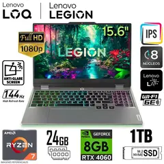 LENOVO - Laptop Gamer LOQ 15ARP9 83JC008FLM Ryzen 7 7435HS GEFORCE RTX-4060-8GB 24GB RAM 1TB SSD 15.6"FHD