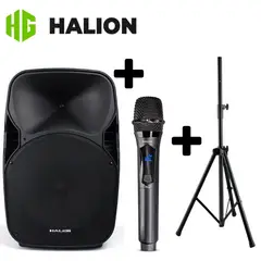 HALION - Parlante PHA-15AL + Micrófono Singer MX-708 WL + SOPORTE