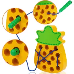 GENERICO - Juguetes de madera para enhebrar Piña