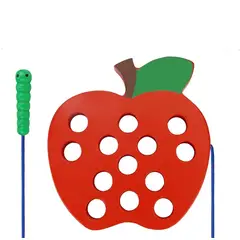 GENERICO - Juguetes de madera para enhebrar Manzana