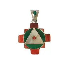 GENERICO - Dije Chacana, en plata ley 950 con piedras naturales