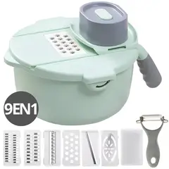 MINARI - Rallador Cortador Multiusos de Verduras Giratorio 9en1 R91