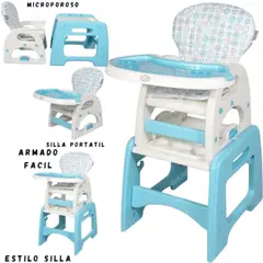 GENERICO - Silla Carpeta respaldar Reclinable 3 en 1 Velly -CELESTE