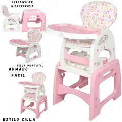 GENERICO - Silla Carpeta respaldar Reclinable 3 en 1 Velly -ROSA