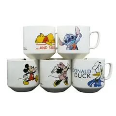DISNEY CLASICOS - Colección Tazas Disney 5 Pzas Mickey Minnie Winnie Poo Stitch Donald