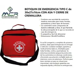 GENERICO - BOTIQUIN DE PRIMEROS AUXILIOS TIPO C CON ASA Y CIERRE DE CREMALLERA