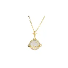 CLEO JOYAS & ACCESORIOS - Collar Saturno Dorado Acero