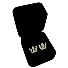 GENERICO - Aretes Mujer Corona Regalo Plata Enchapada Oro Amarillo