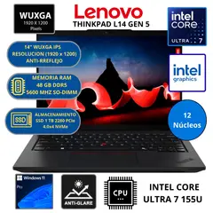 LENOVO - Laptop THINKPAD L14 GEN 5 INTEL CORE ULTRA 7-RAM 48 GB SSD 1 TB 14" WUXGA WINDOWS 11