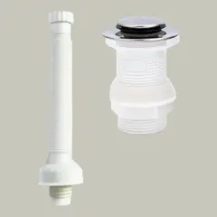 GENERICO - Sifon Desagüe Push de acero y Corrugado para Lavatorio 1 1/4 color Blanco