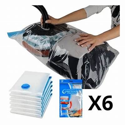 BOLSAS AL VACÍO 70x110CM CON VÁLVULA ROPA AHORRA ESPACIO 80% PACK 6