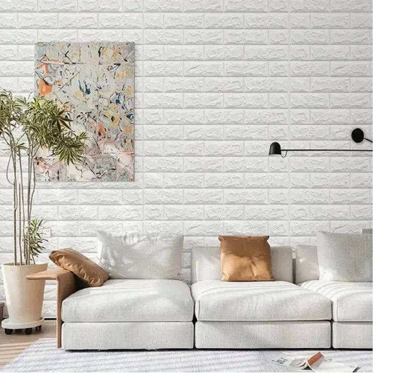 Papel Tapiz Autoadhesivo Decoración 3D Color Blanco 20 Pcs