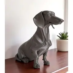 GENERICO - ADORNO EXCLUSIVO PERRO SALCHICHA GRIS 23cm x 11cm x 24cm