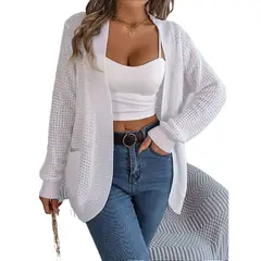 TIOZONEY - Cárdigan de punto de manga larga