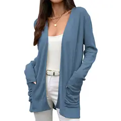 TIOZONEY - Cárdigan largo liso de punto