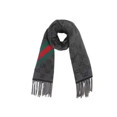 GUCCI - Jacquard de Lana con Franja Negro-Roja Unisex - Gris Claro