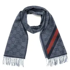 GUCCI - Jacquard de Lana con Franja Negro-Roja Unisex - Gris Claro