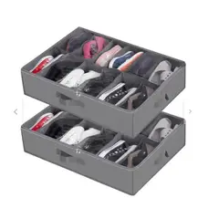 GENERICO - Organizador De Zapatos Almacenamiento Bajo Cama Zapatero X2 - Gris