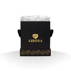 AIROSA - ROSAS PRESERVADAS - Rosa Preservada 9 Mini - color Blanco - Box Negro