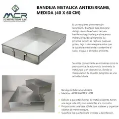 GENERICO - BANDEJA METALICA ANTIDERRAME (40 X 60 CM)