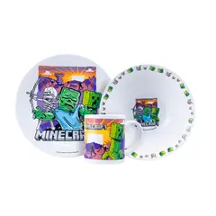SCOOL - Vajilla infantil Ceramica 3Pz Minecraft 704454