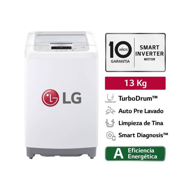 Lavadora Carga Superior Smart Motion con TurboDrum 13 Kg WT13WPBK