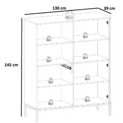 TU MESITA - Vitrina Moderna Vilma con 2 Puertas Color Negro/Duna con Luz LED