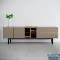 TU MESITA - Aparador Moderno Longer 2 Caj 2 Ptas 4 Nichos Taupe/Gales