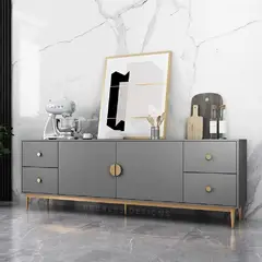 TU MESITA - Aparador Moderno Grace 2 Puertas 4 Cajones Color Gris Oscuro