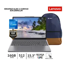 LENOVO - Laptop IdeaPad Slim 3 15IRH10 Core I7-13620H, 15.3"/ 16Gb Ram/ 512Gb SSD/ Tactil /83K100KCLM