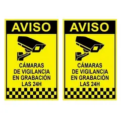 GENERICO - 02 Sticker camara Seguridad Vigilancia 24 Horas Anti Robo Ladrones